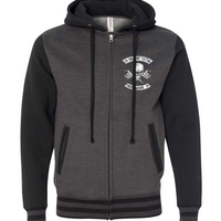 To The Point Tattoo "OG" Heavyweight Varsity Full Zip Hoodie - Charcoal/Blk
