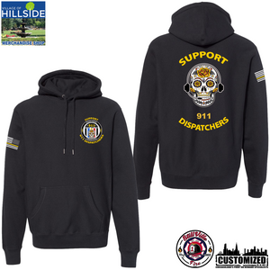 Village of Hillside "Support 911 Dispatchers" Premium Heavyweight Cross-grain Hoodie - Black