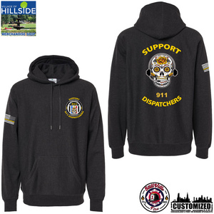 Village of Hillside "Support 911 Dispatchers" Premium Heavyweight Cross-grain Hoodie - Charcoal Heather