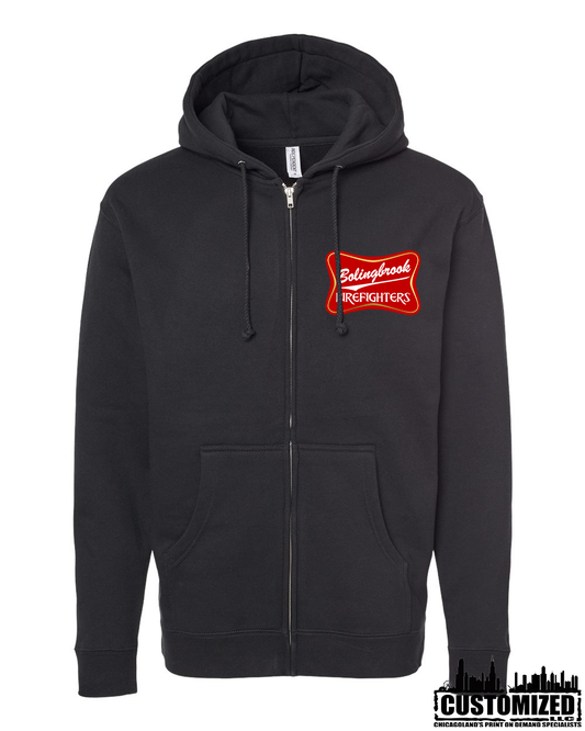 Bolingbrook FD "Miller Style" Midweight Full-Zip Hoodie - Black