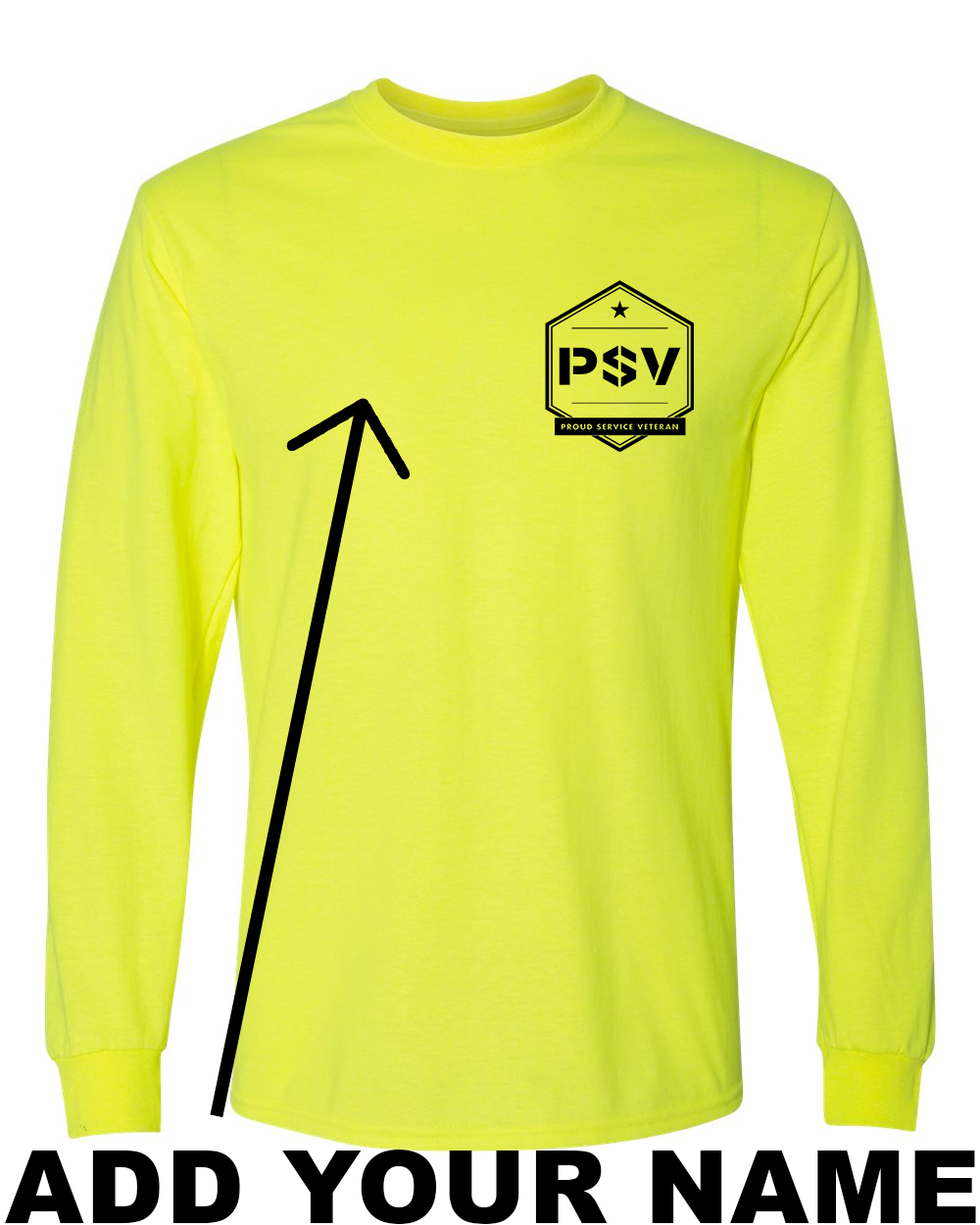 PSV Long Sleeve Gildan shirt - Safety Green