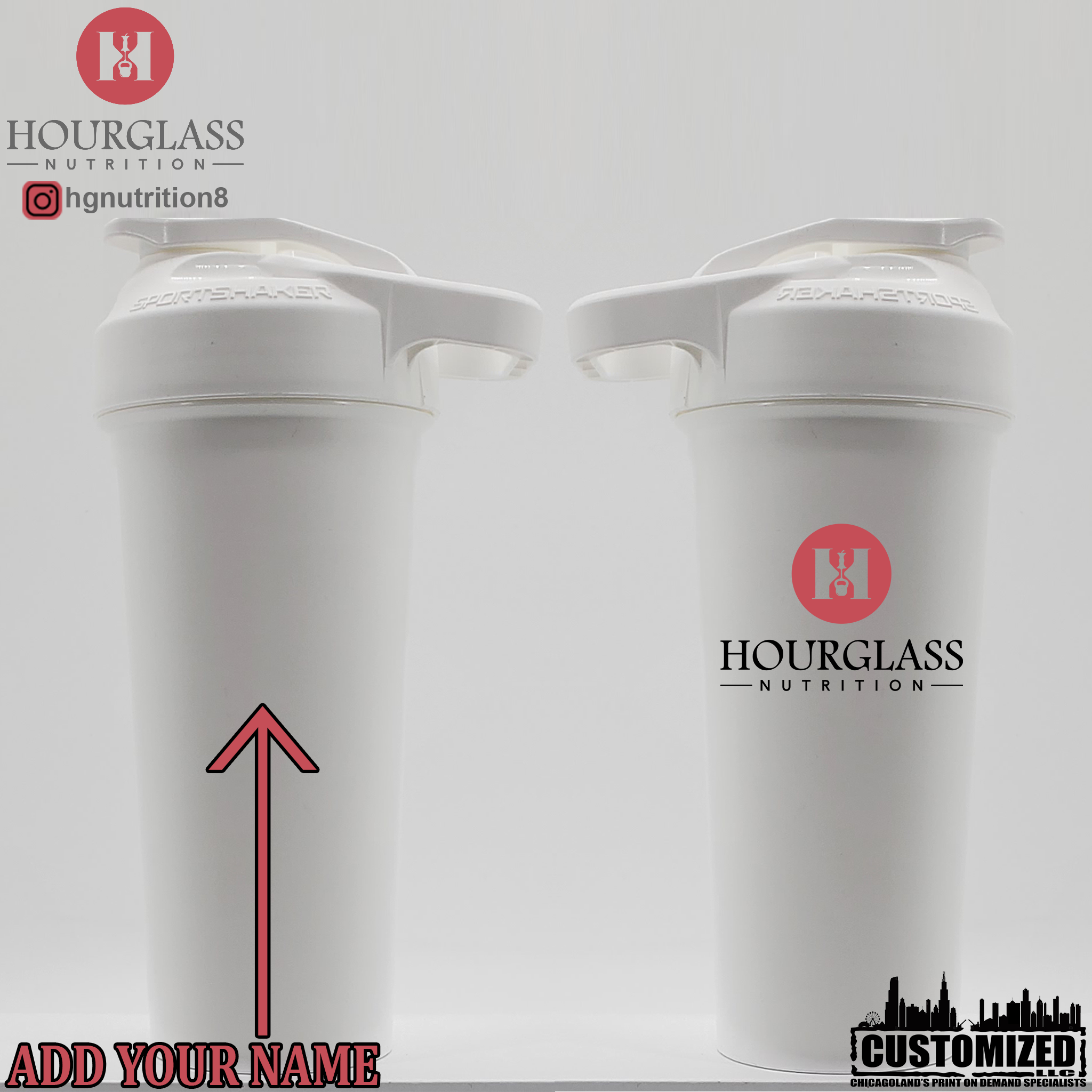 New Hourglass Nutrition Shaker - White