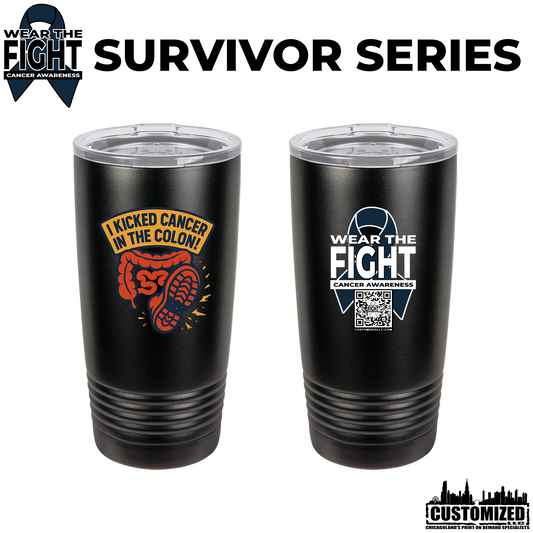 I Kicked Cancer in the Colon 20oz. Stainless Steel Tumbler - Black