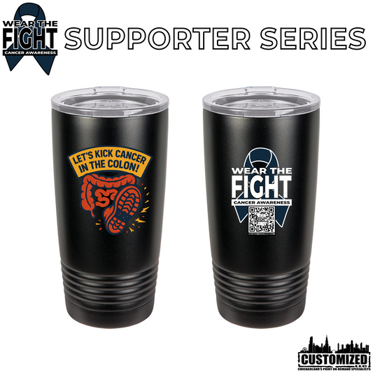 Let's Kick Cancer in the Colon 20oz. Stainless Steel Tumbler - Black