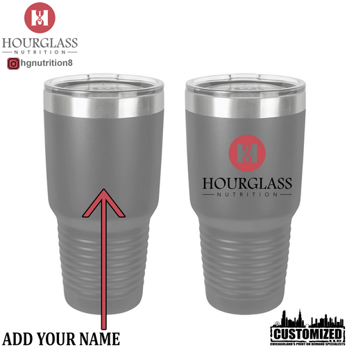 Hourglass Nutrition 30oz. Stainless Steel Tumbler - Grey With Black Print