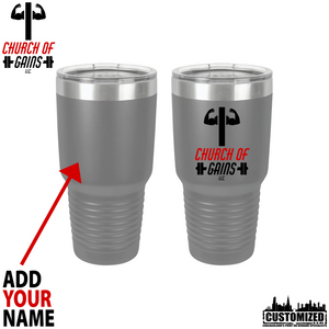 Church of Gains 30oz Stainless Steel Tumbler - Grey