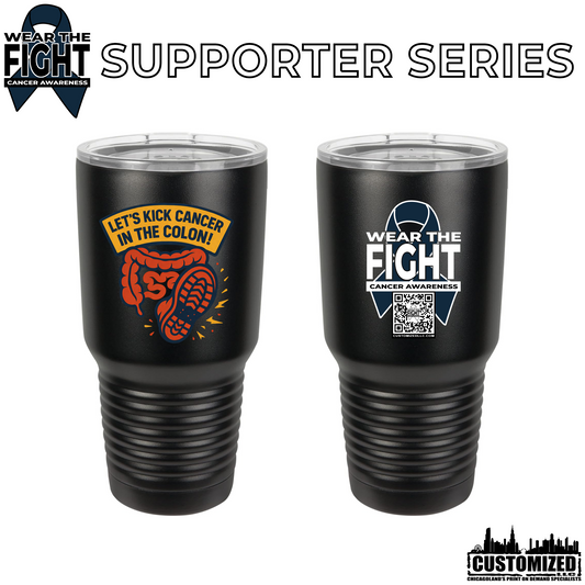 Let's Kick Cancer in the Colon 30oz. Stainless Steel Tumbler - Black