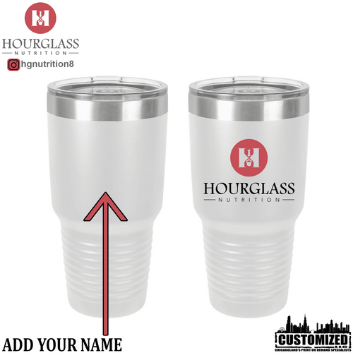 Hourglass Nutrition 30oz. Stainless Steel Tumbler - White