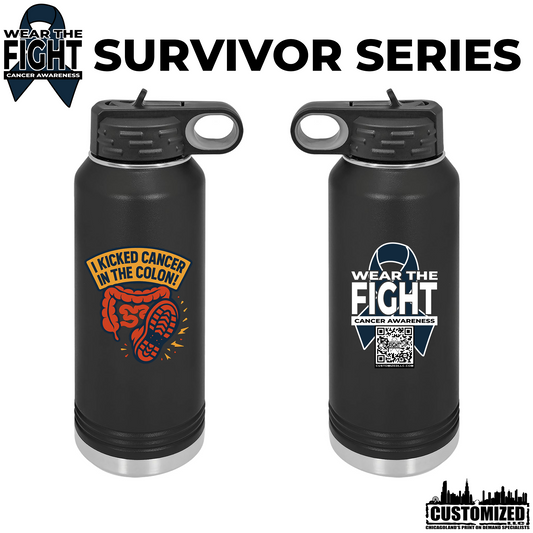 I Kicked Cancer in the Colon 32oz. Stainless Steel Water Bottle - Black