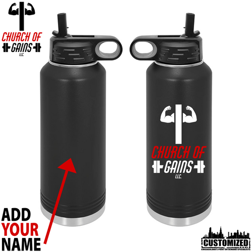 Church of Gains 40oz Stainless Steel Water Bottle - Black