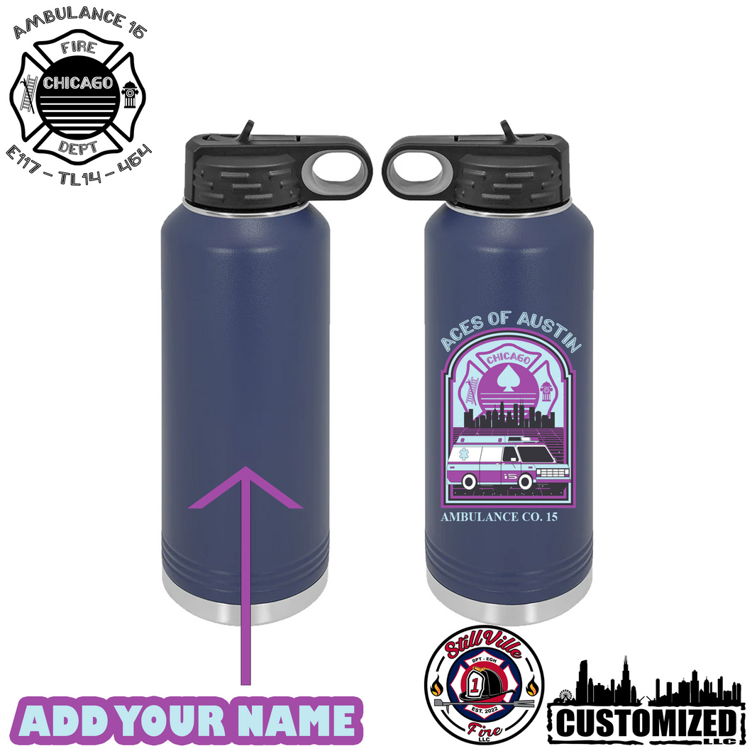 CFD Ambulance Co. 15 - Navy 40oz Stainless Steel Water Bottle