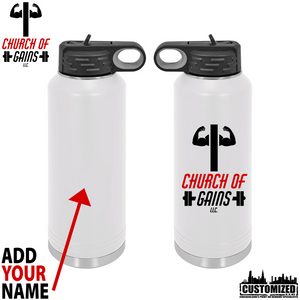 Church of Gains 40oz Stainless Steel Water Bottle - White