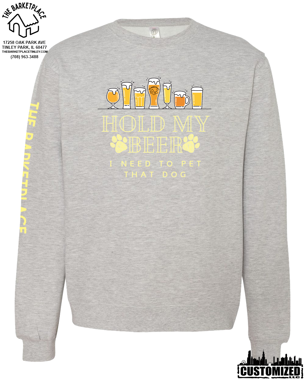 "Hold My Beer, I Need to Pet That Dog" Midweight Sweatshirt - Grey Heather