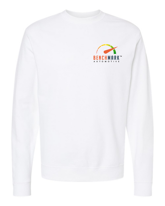 Benchmark Auto "Data Made Easy" Midweight Crewneck - White