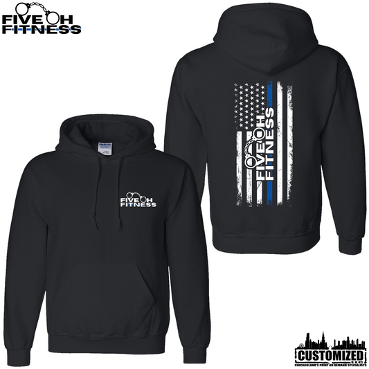 Five Oh Fitness "Thin Blue Line" Midweight Pullover - Black