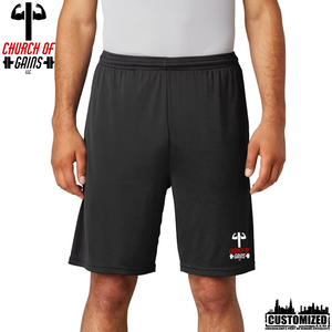 Church of Gains "OG" 100% Polyester shorts w/Pockets - Black