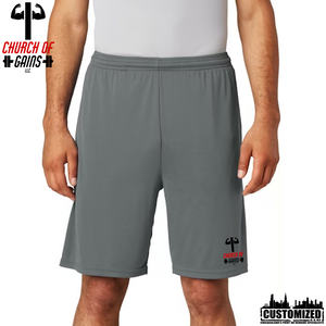 Church of Gains "OG" 100% Polyester shorts w/Pockets - Iron Grey