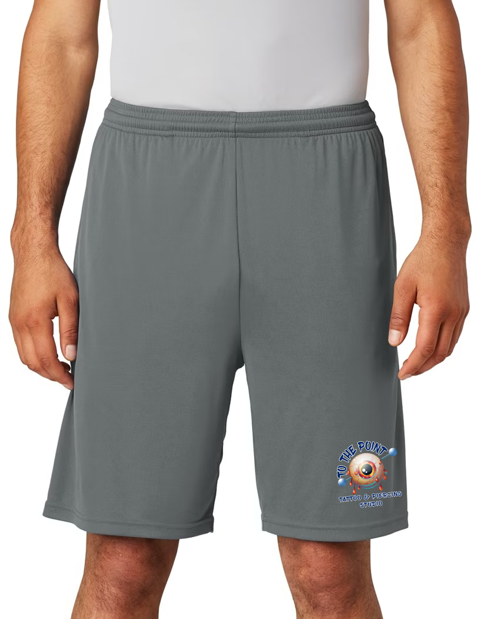 To The Point Piercing Studio Polyester Shorts w/Pockets - Grey