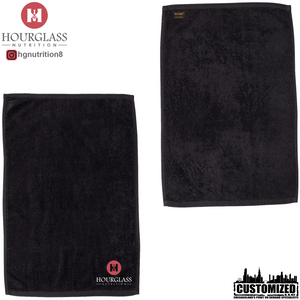 Hourglass Nutrition Embroidered 11" x 18" Workout Towel - Black