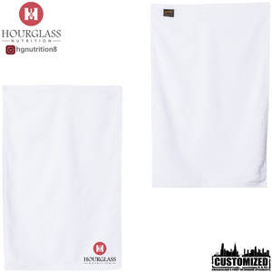 Hourglass Nutrition Embroidered 11" x 18" Workout Towel - White