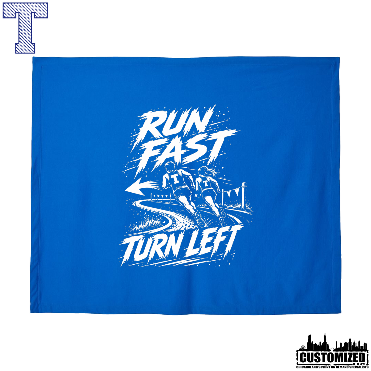 Taft Cross Country Run Fast, Turn Left Stadium Blanket - Royal