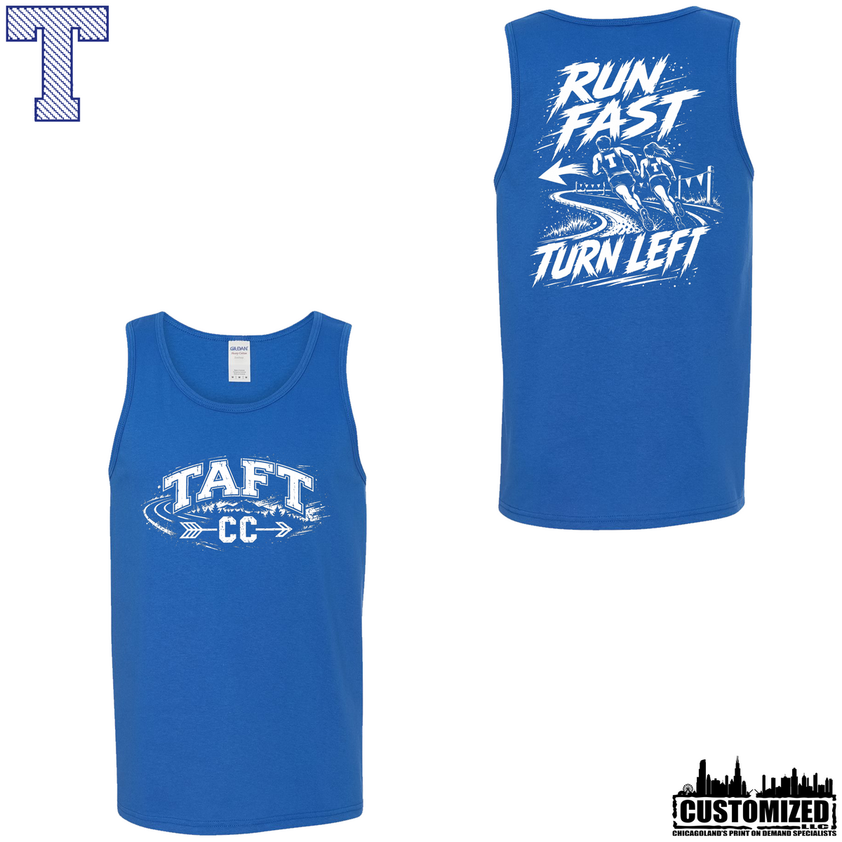 Taft Cross Country Run Fast, Turn Left Tank Top - Royal