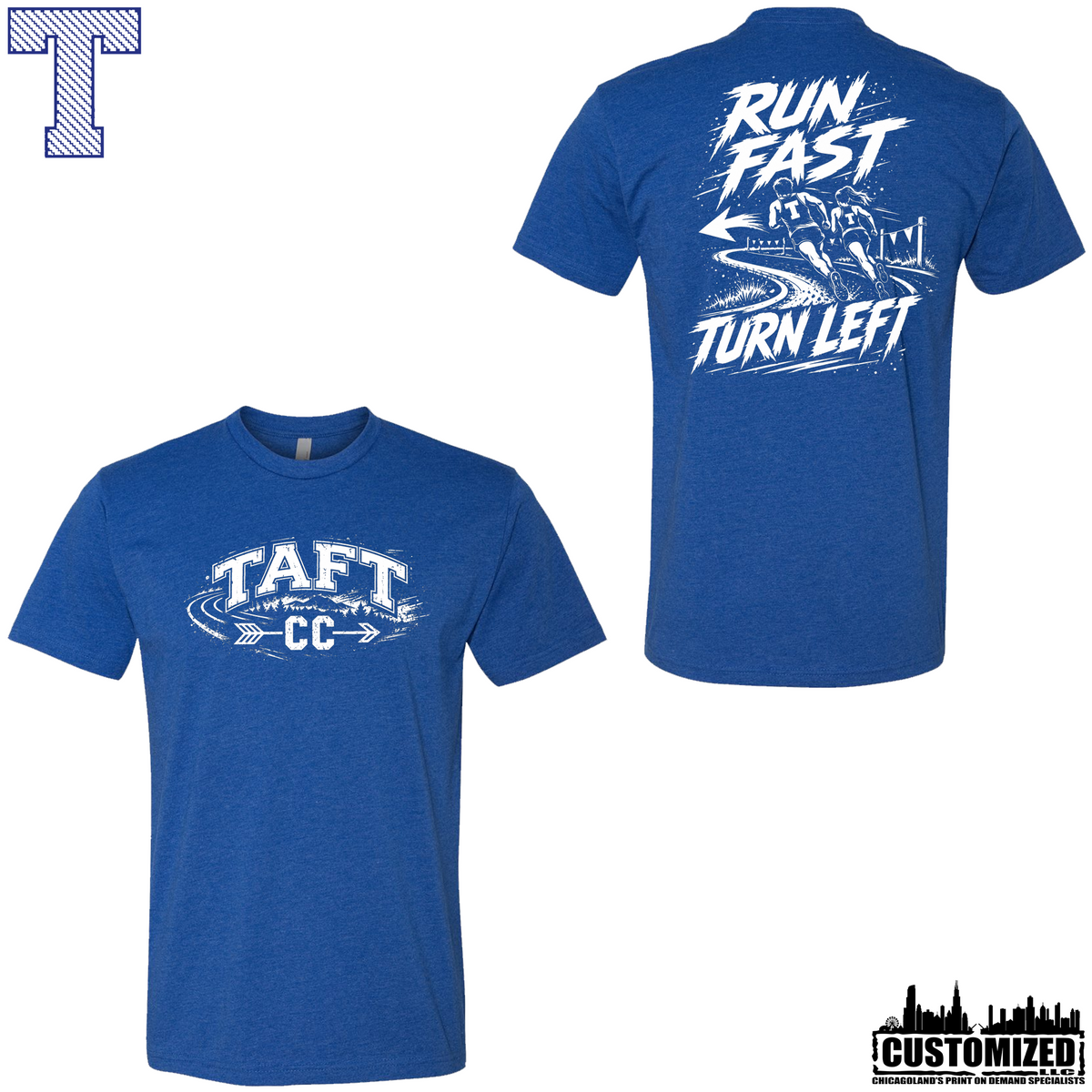 Taft Cross Country Run Fast, Turn Left Short Sleeve Shirt - Royal