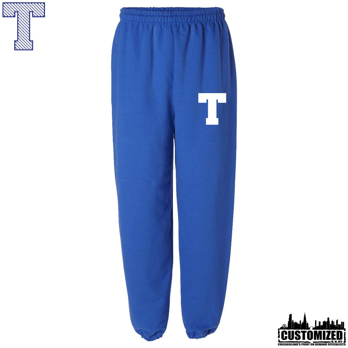 Taft Cross Country Sweatpants "Style 8" - Royal with white T on the upper left leg