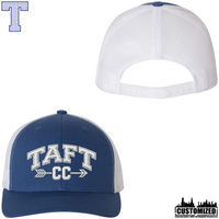 Taft CC Embroidered Trucker Cap "Style1" - Royal/White, front and adjustable mesh back