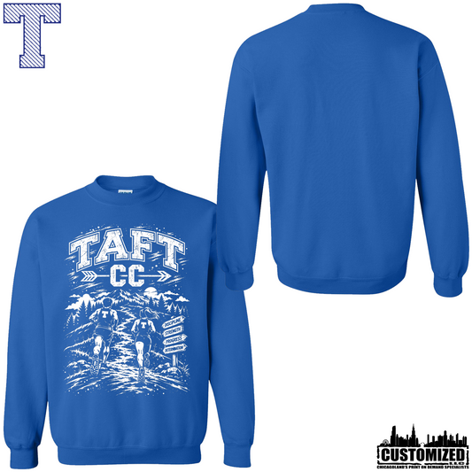 Taft Cross Country Uphill Battle Oversized Print Crewneck - Royal