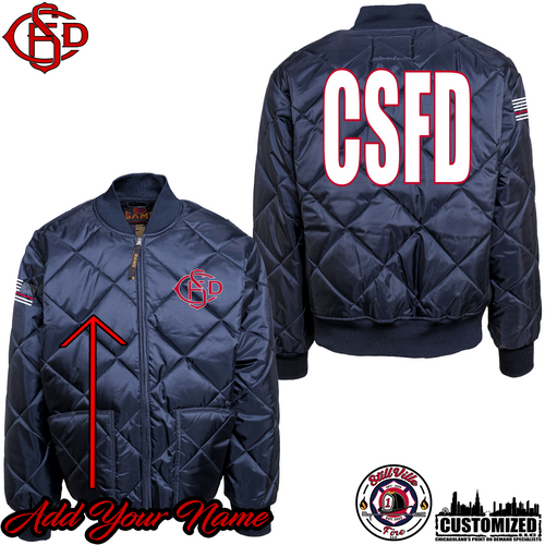 CSFD Embroidered Game Workwear Bravest Diamond Quilt Jacket - Navy