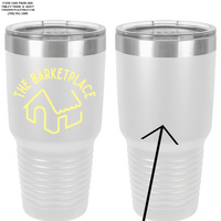The Barketplace 30oz. Stainless Steel Tumbler (Yellow logo) - White