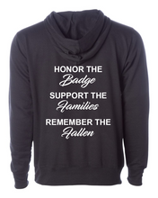 Load image into Gallery viewer, 100 Club &quot;Honor-Support-Remember&quot; Midweight Hoodie - Black