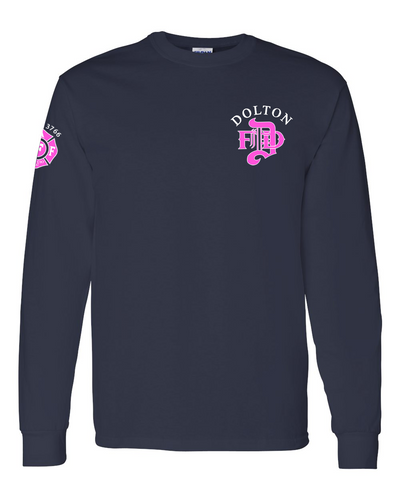 Dolton Fire Dept. - Navy DryBlend Breast Cancer Long Sleeve Shirt