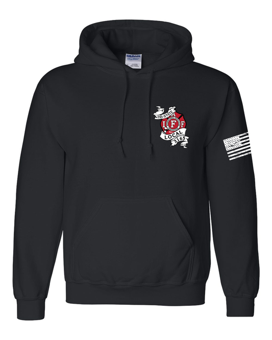 Tri-State Firefighters Gildan Hoodie (Red Logos) - Blk