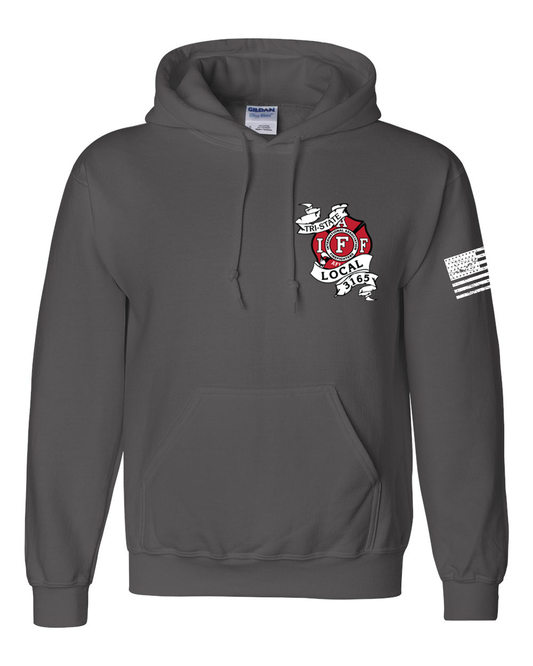 Tri-State Firefighters Gildan Hoodie (Red Logos)- Charcoal