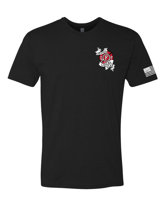 Tri-State Firefighters Next Level Short Sleeve shirt (Red Logos) - Blk